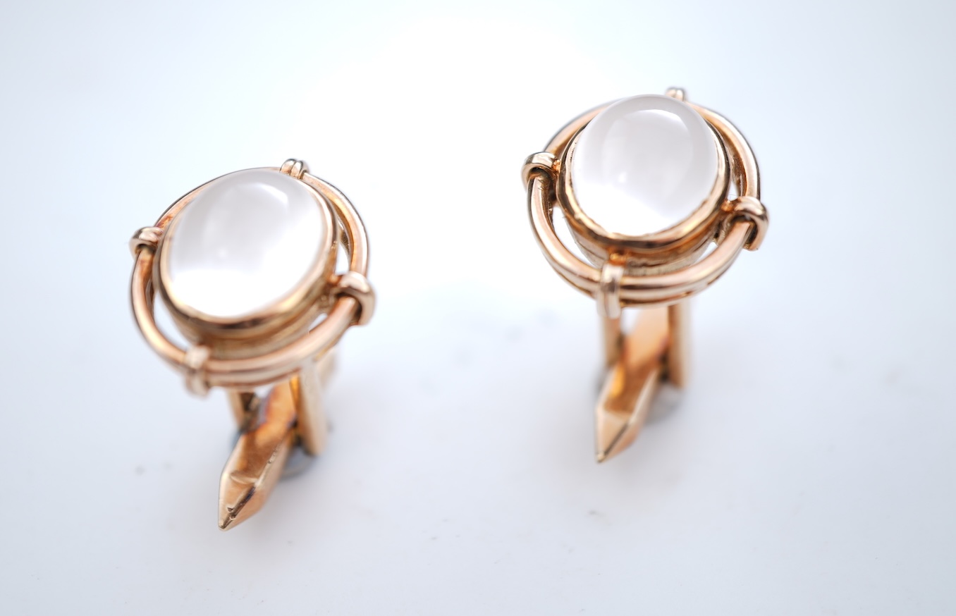 A pair of moonstone cufflinks